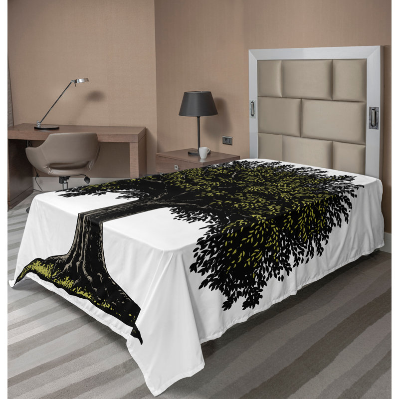 Arbre à vie Ambesonne, Drap plat pour lit simple