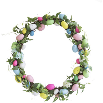 Ansuma 22" Handmade Decorative Easter Eggs Wreath for Your Front Door