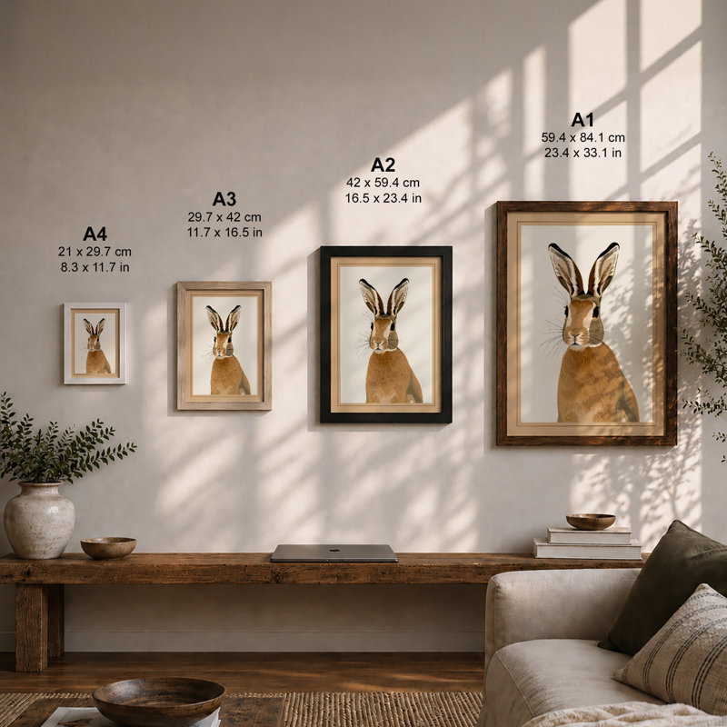 Portrait of a Hare Botanical - Framed Print, Unframed, A1 - 84.1 x 59.4 cm