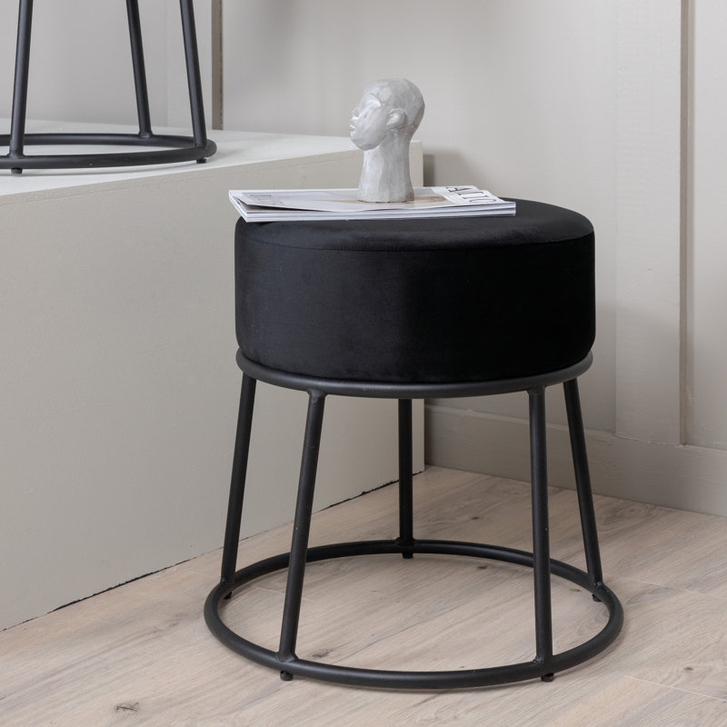 Horst 45.5cm Wide Round Ottoman, Black
