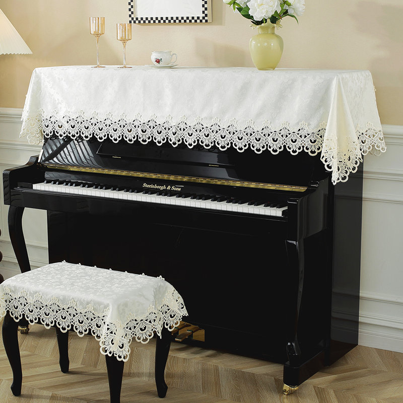 Housse supérieure jacquard rectangulaire et nappe à bord large en dentelle, L 82 po x l 31,5 po