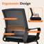 Office Chair With Lumbar Support Stationery Mesh Mid Back Computer Desk Chair With Sturdy Sled Base
