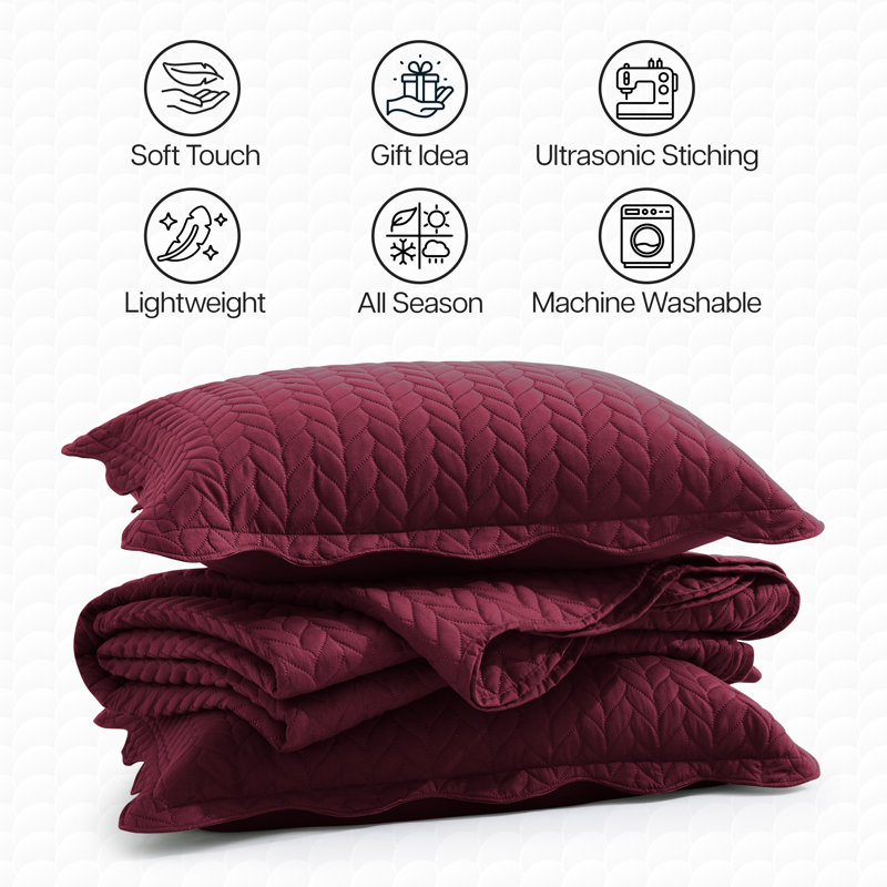 Ensemble de couvre-lit matelassé embossé - Couvre-lit en microfibre douce avec taies décoratives, literie de style hôtel pour lits hauts