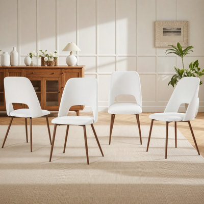 Upholstered Dining Chairs Set Of 4 With Walnut Metal Legs