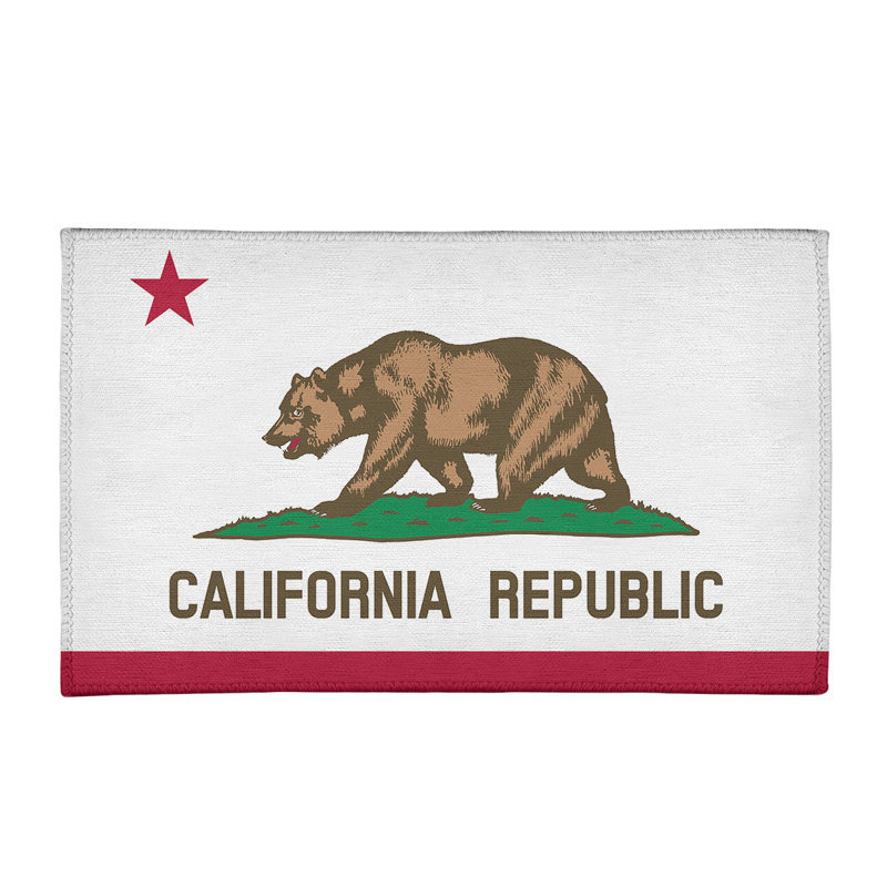 Tapis de salle de chenille rouge/brun california flag, Rectangle 2 pi x 3 pi