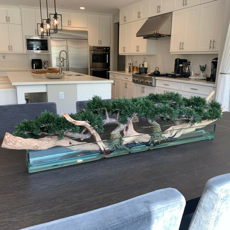 10'' Faux Bonsai Tree in Planter, Light Green, 10" H x 52" W x 8" D