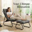 Chaise longue d'extérieur avec repose-pieds pour patio - Fauteuil inclinable confortable avec coussin gonflable et repose-pieds, capacité de 300 lb-1513199420