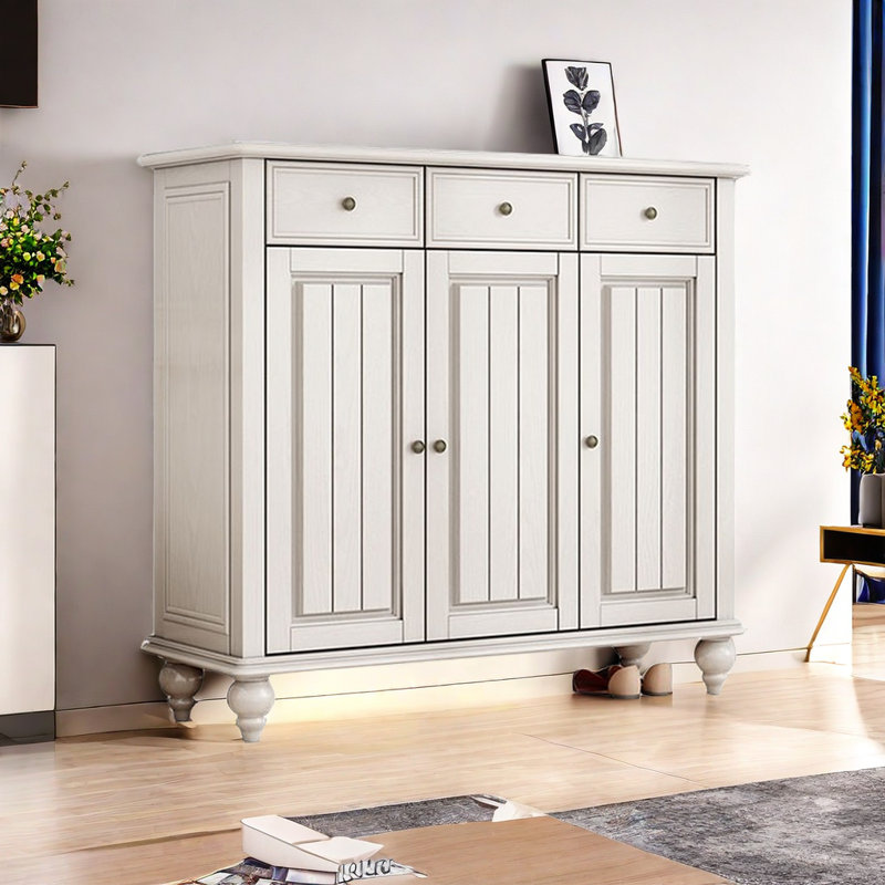 19 Pair Shoe Storage Cabinet, White