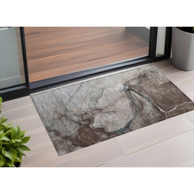 2' X 3' Abstract Washable Non Skid Indoor Outdoor Area Rug