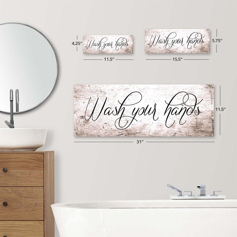 Wash Your Hands Metal Sign, 4.25" H x 11.5" W x 0.04" D
