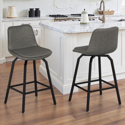 Yannis 26''H Faux Leather Swivel Barstools