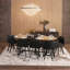 Ensemble de table de salle à manger ovale 9 pièces avec plateau de table en grain de bois bicolore et 8 chaises en cuir de polyuréthane noir foncé, 8 places, style industriel moderne