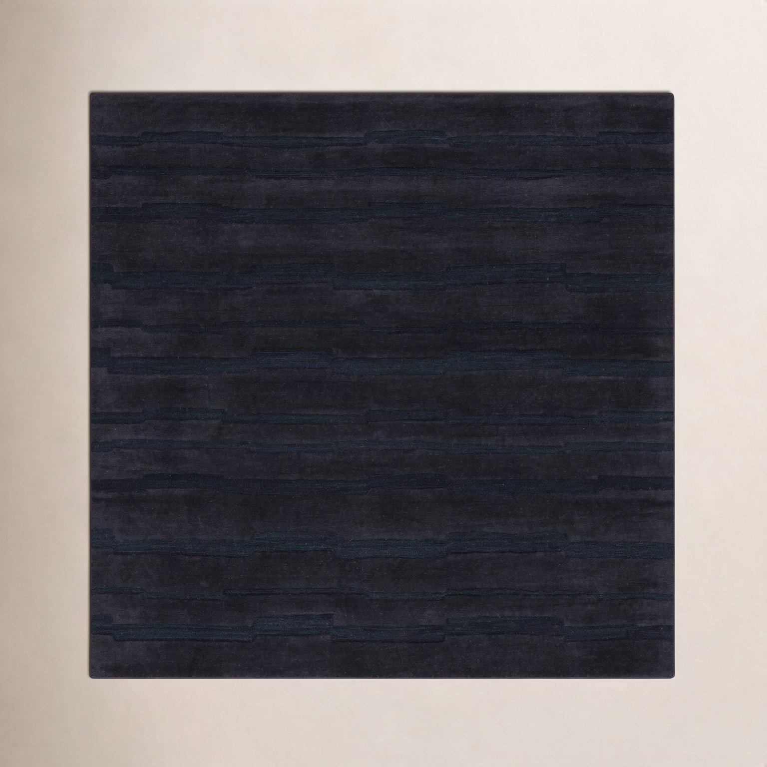 Fairborn Black Hand-Tufted Wool Rug, Square 6'