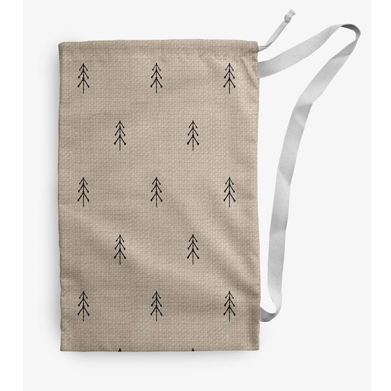 Fabric Laundry Bag with Handles, Small (29" H x 18" W), Ivory/Black