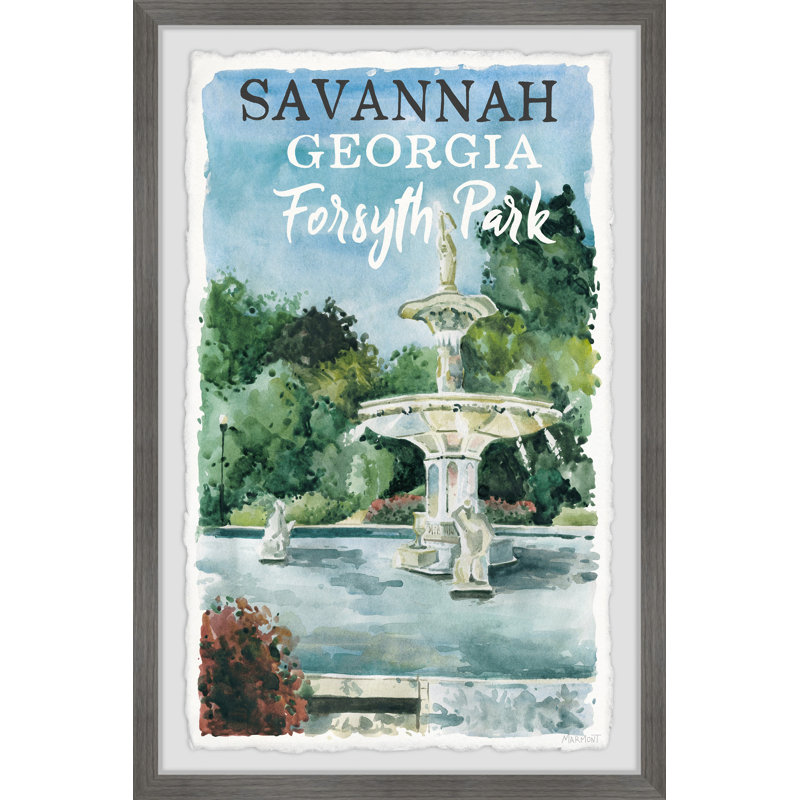 «Stunning Forsyth Park in Savannah», reproduction d'art sur papier encadrée, H 36 po x l 24 po x P 1,5 po