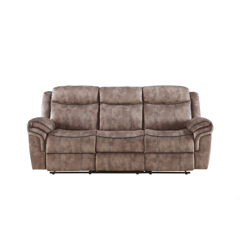 Canapé inclinable en velours avec port USB et table rabattable, Brun