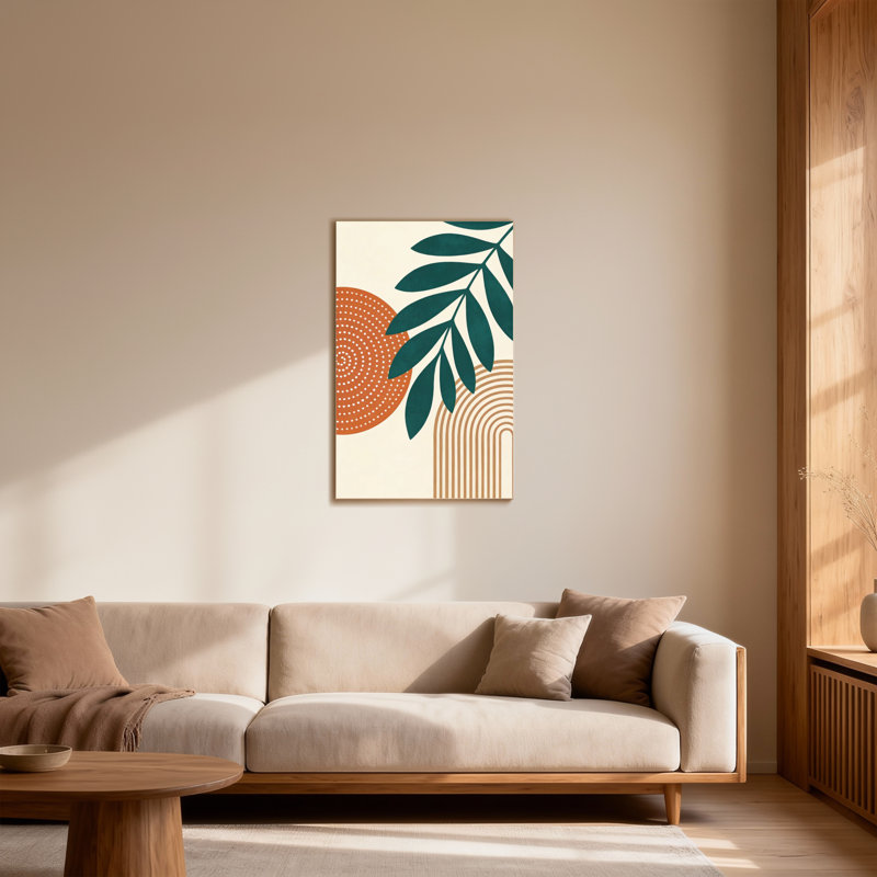 Abstract Abstract Leaf Pattern With Geometric Shapes, 40" H x 28" W