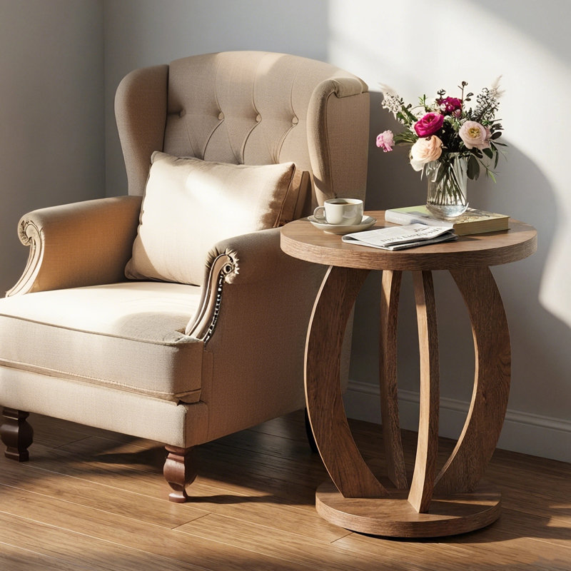 Table de bout ronde 16,7 po, table d'appoint pour canapé