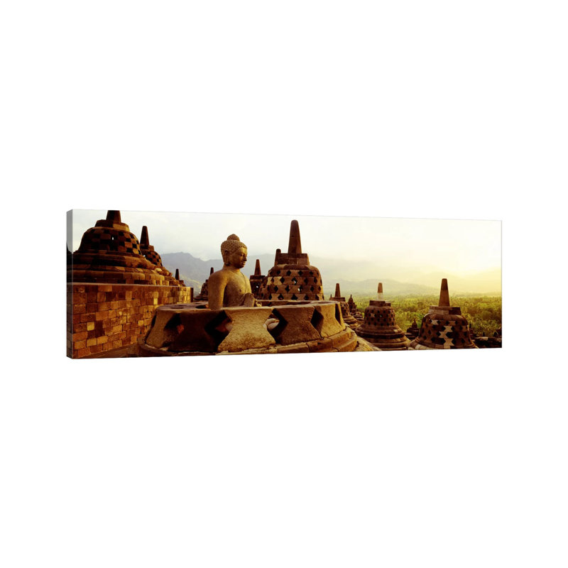 Indonesia, Java, Borobudur Temple - Wrapped Canvas Panoramic Print, 121.92 cm H x 40.64 cm W x 3.175 cm D