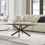 Atal Marble Effect Coffee Table - Glass Topped Metal Leg Centre Table-1337976154-1341101707