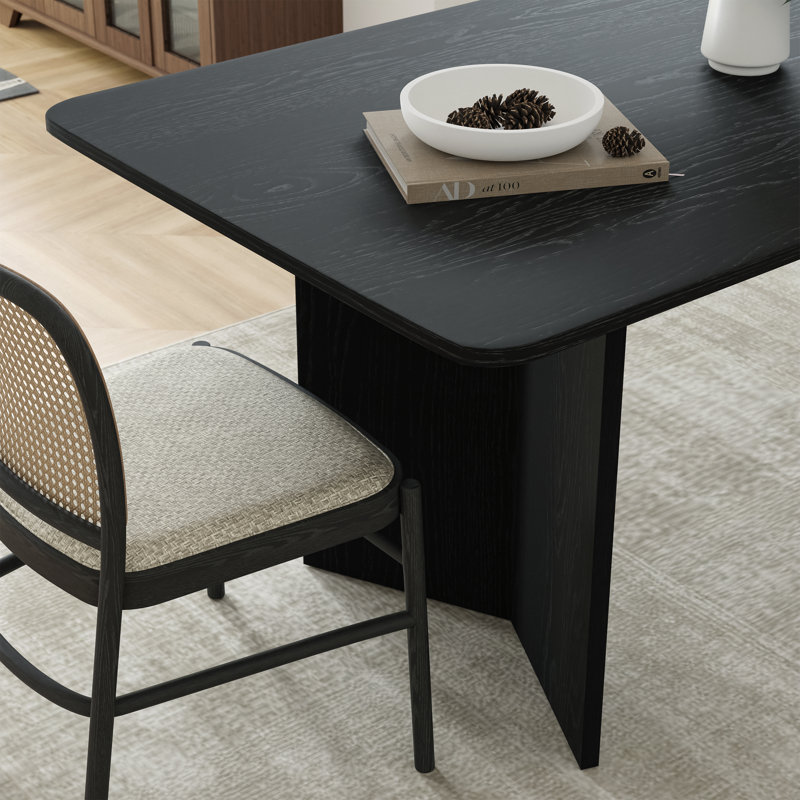 Chantai 33.5"W×30"H Wooden Dining Table, Black, 30"H x 79"L x 33.5"W