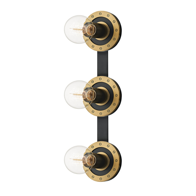 Teo 3 Light Bath and Vanity, Patina Brass/Soft Black