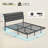 Floating Bed Frame with LED Lights, Visual Floating Bed With Charing Station, Metal Platform Bed With Stable Structure-718768645