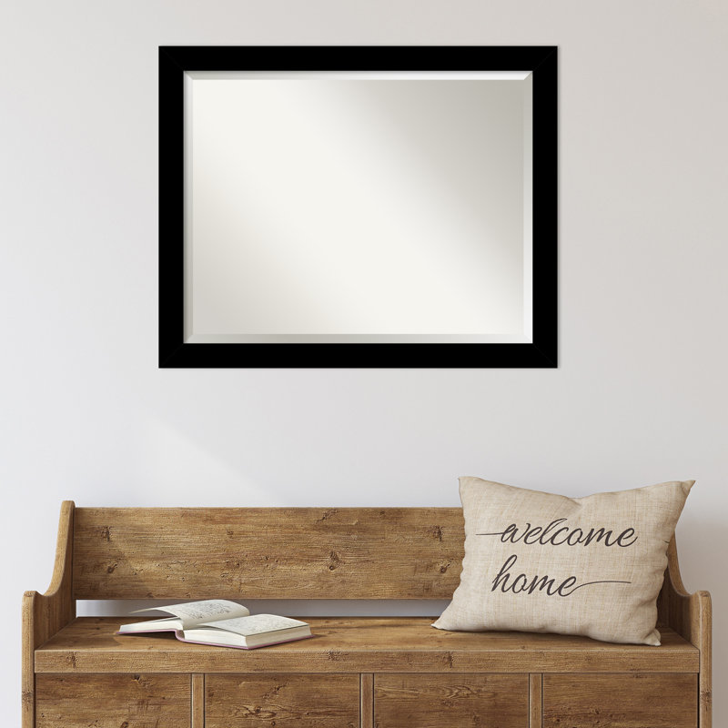 Jimma Wood Wall Mirror, Black, 25.25" x 31.25"