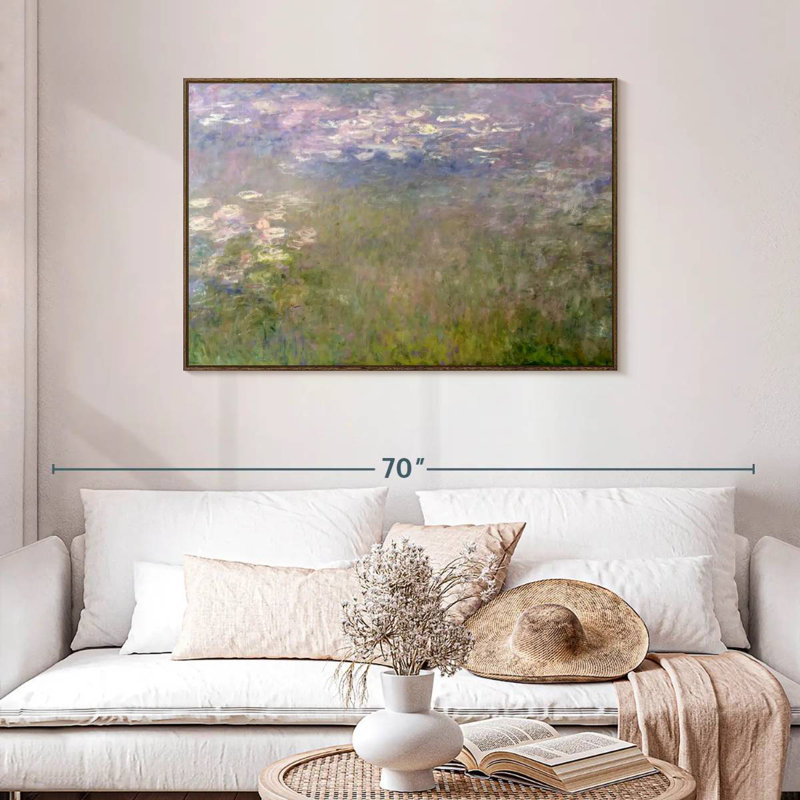 Nymphéas VI, Cadre flottant noyer, 43 po x 29 po