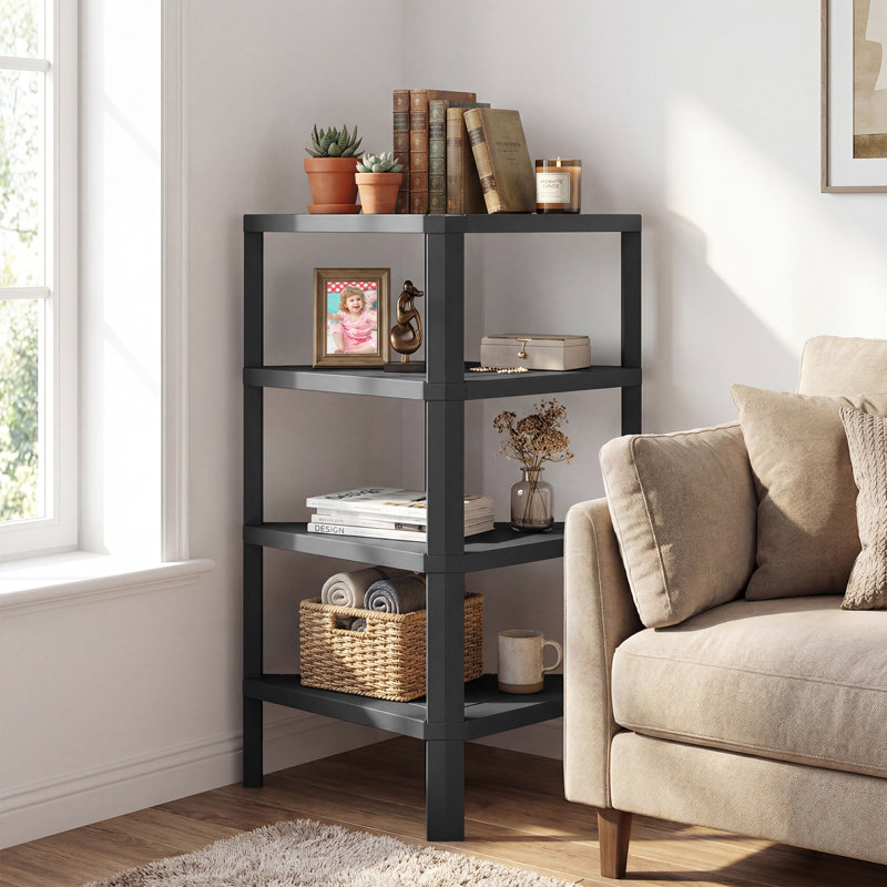 46cm W Plastic Shelving Unit, Black