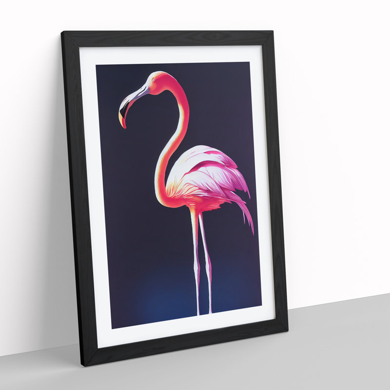 Portrait Of A Flamingo - Single Picture Frame Print, 64cm H x 46cm W x 2cm D, Black Framed