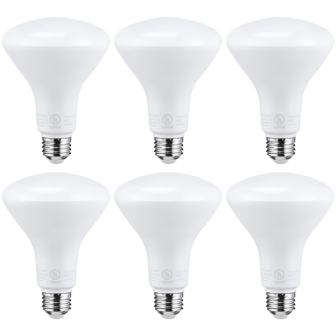 BR30 LED Light Bulb, CRI90+, 9W, E26 Base, Dimmable Indoor Flood Light for Cans, 3000K Warm White (Set of 6) TORCHSTAR