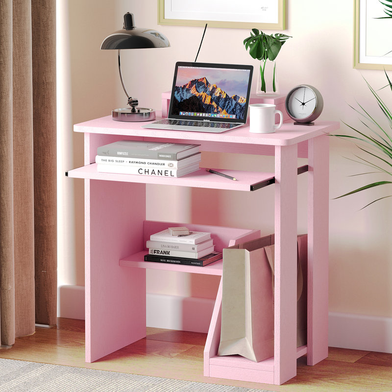 Home Office Computer Desk with Monitor Stand Keyboard Tray, 29.5 Inch Study Writing Desk Small PC Laptop Table with Storage Shelves