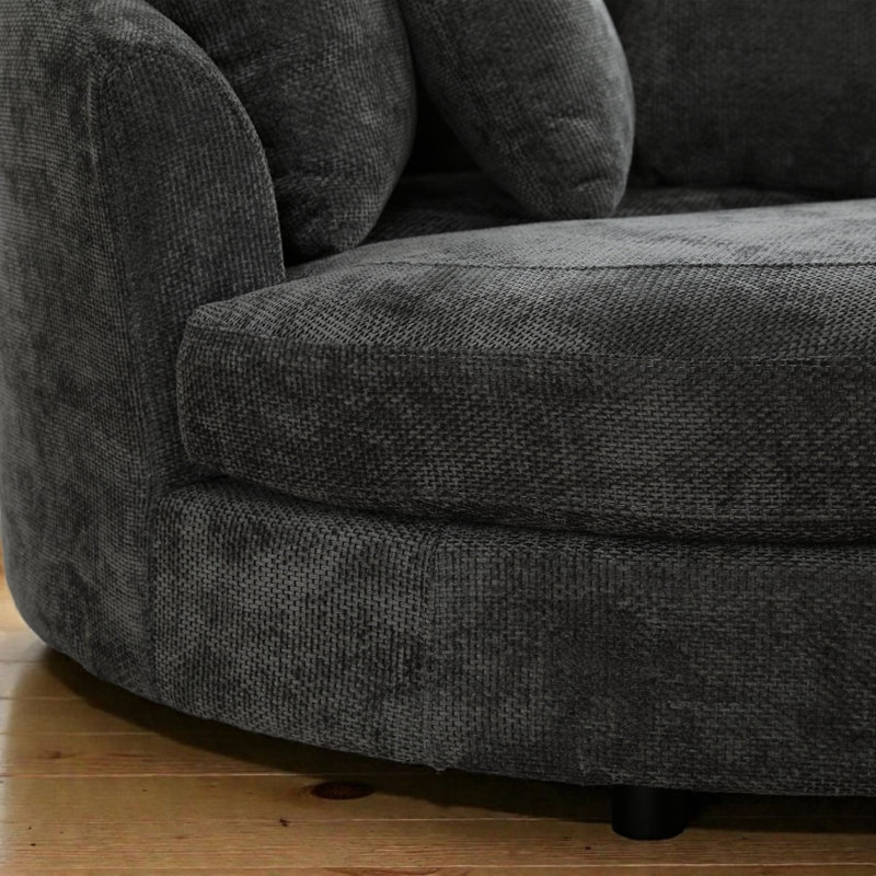 Fauteuil demi-tonneau surdimensionné 59,5 po avec roulettes, Gris anthracite