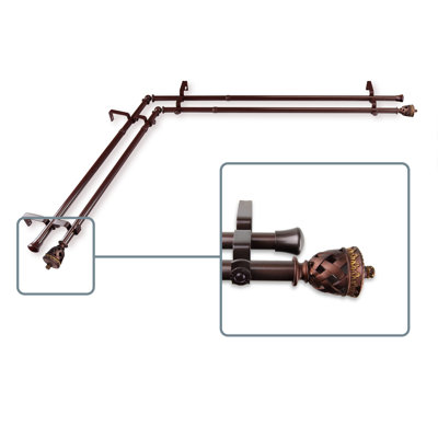 Ensemble de tringle à rideaux double et quincaillerie pour fenêtre en coin