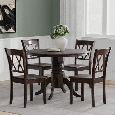 Ulancy Solid Wood Solid Wood Top Pedestal Dining Set