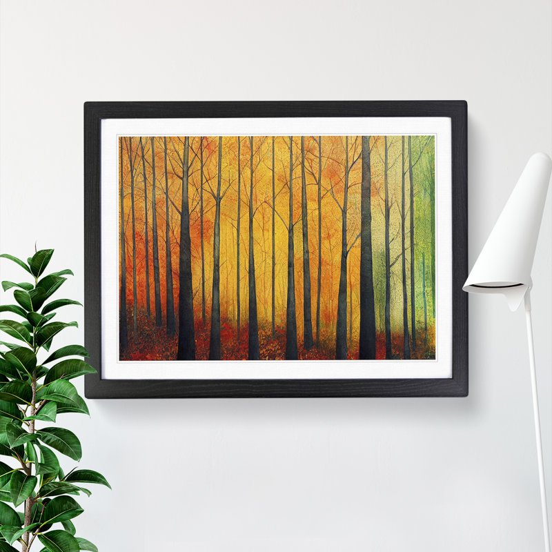 Autumn Forest In Abstract Vol.3 - Single Picture Frame Print, Black, 46cm H x 64cm W
