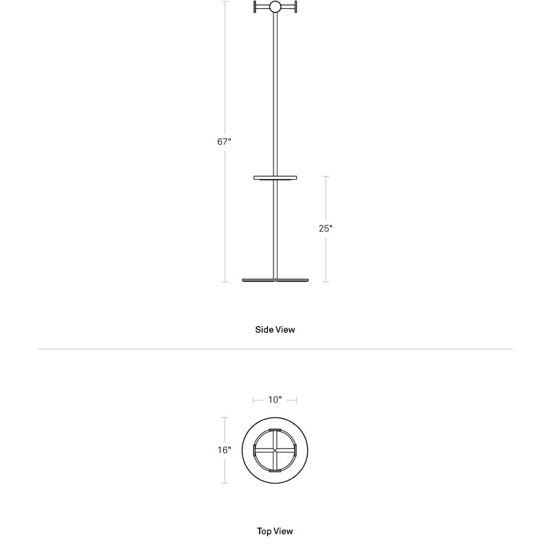 Amos 4 - Hook Coat Rack, White/Whitewashed Ash