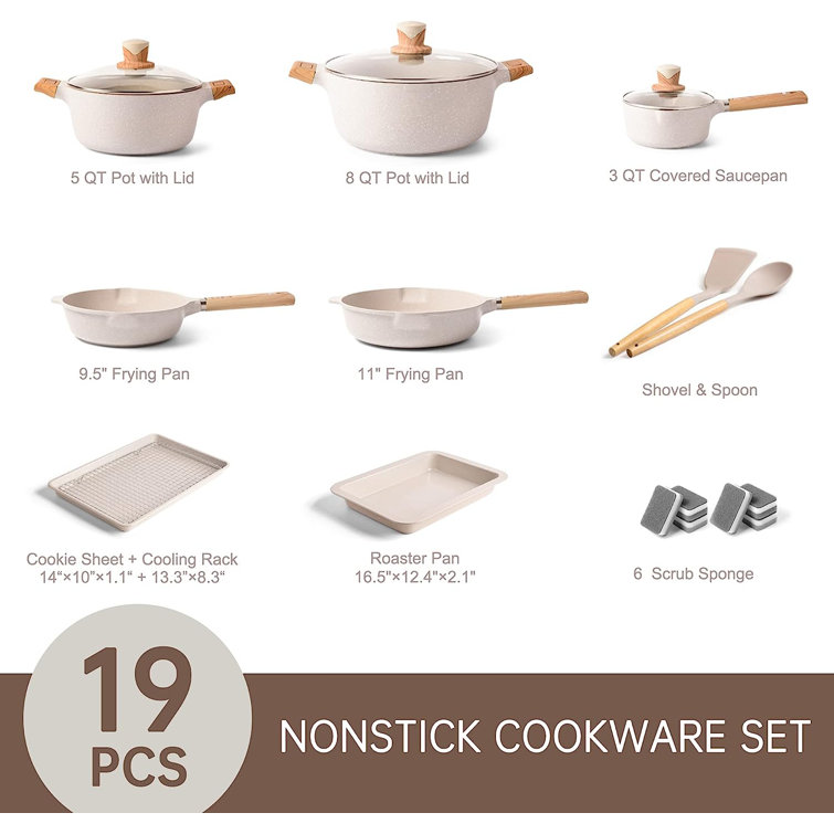 Caannasweis Pots and Pans Nonstick Cookware Sets Pot Set for Cooking Non  Stick Pan with Lid