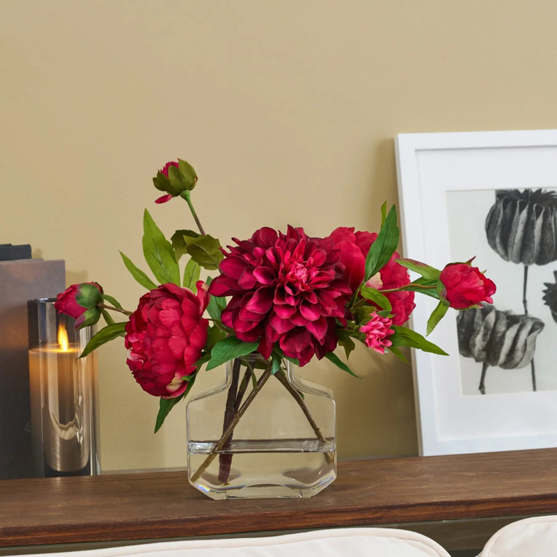 Summer Blooms Trio - Arrangement d'illusion d'eau de source dans un vase Factice