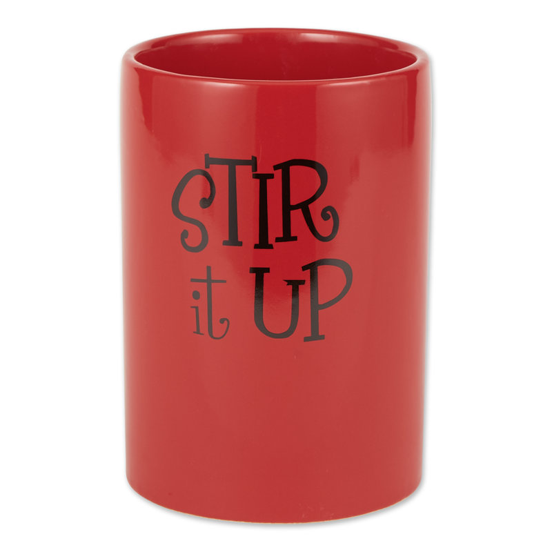 Ceramic / Porcelain Round Utensil Crock, Red