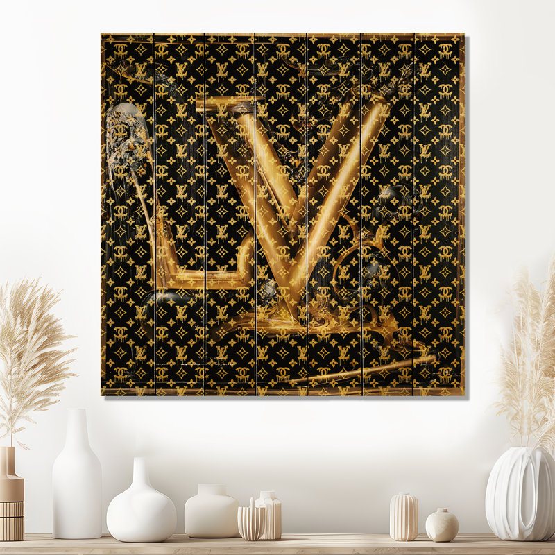 Luxury Brand Design I - Fashion Wood Decor On Natural Pine Wood, 15" H x 15" W