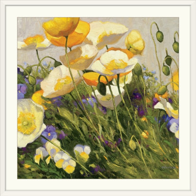 Reproduction d'art circulaire «Poppies and Pansies I» par Shirley Novak