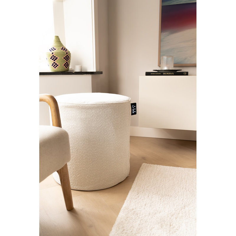 Cosipouf 45cm Wide Round Chevron Pouf Ottoman, Cream