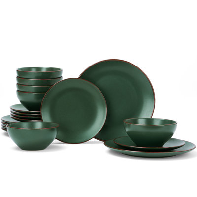 Stoneware 18-piece Combination Plates and Bowls Set, Speckled Dinnerware Set For 6 People