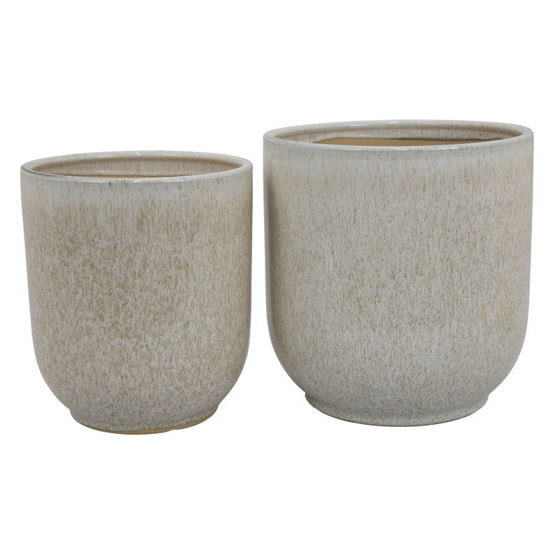 Ensemble de 2 pots à fleurs Lyna, Blanc / Gris