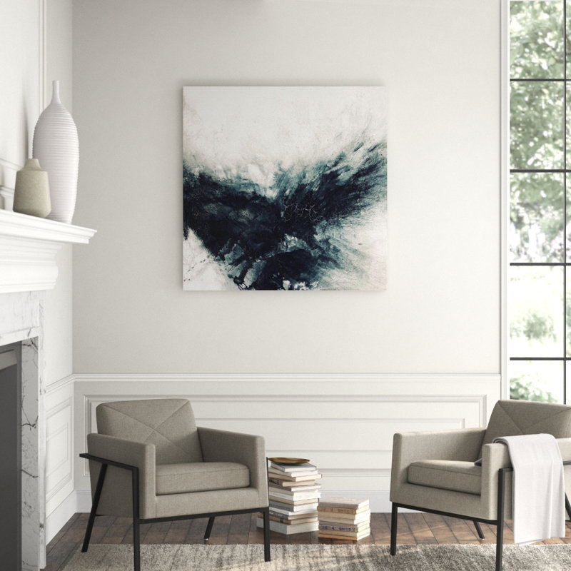 Black & Gray III - Artist Enhanced Canvas Print, 48" H x 48" W x 1.5" D, Wrapped Canvas