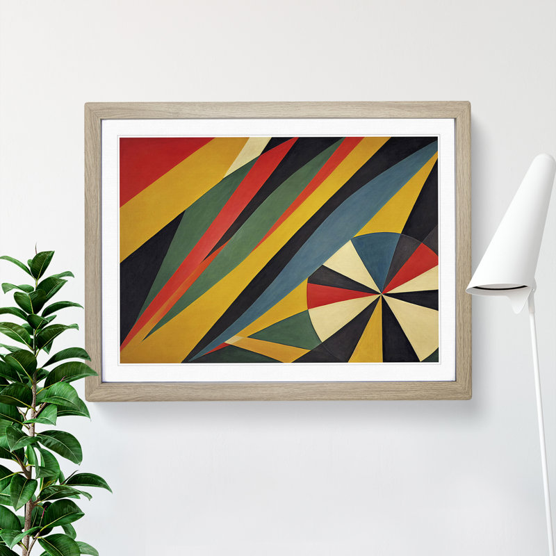 Neat Modern Abstract Art - Single Picture Frame Print, 25cm H x 34cm W, Oak