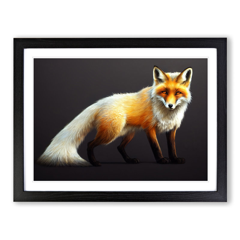 Ingenious Fox - Single Picture Frame Print, Black, 46cm H x 64cm W x 2cm D