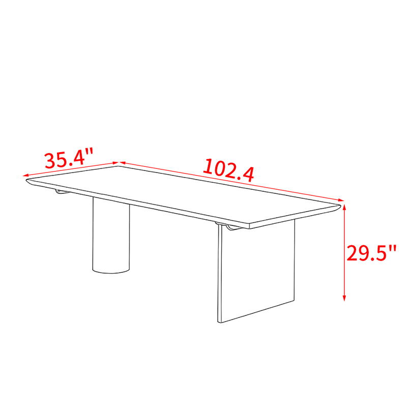 French style solid wood rectangular table, 29.5"H x 102.4"L x 35.4"W